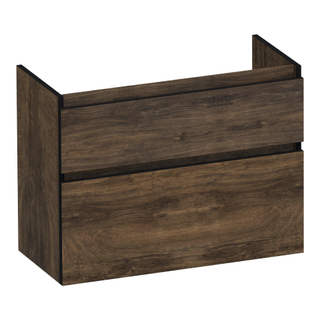 BRAUER Delight Edge wastafelonderkast ondiep 80 2 softclose lades - greeploos - 1 sifon uitsparing - Grove