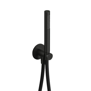 Hotbath Ace Handdoucheset - staafhanddouche - wandsteun met uitlaat - 150cm - doucheslang - zwart geborsteld PVD