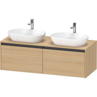 Duravit ketho meuble sous 2 lavabos avec plaque console et 2 tiroirs pour double lavabo 140x55x45.9cm avec poignées anthracite chêne naturel mat