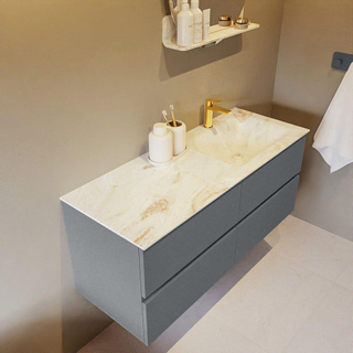 Mondiaz VICA-DLUX ensemble de meuble de salle de bain - 120cm - meuble sous-vasque plata - 4 tiroirs - lavabo encastré cloud droite - 1 trou de robinet - version haute de 60cm - frape