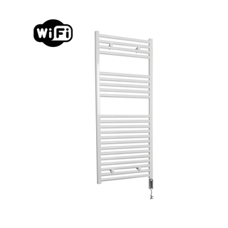 Sanicare HVW Elektrische Radiator - 111.8x45cm - 596W - wifi - thermostaat - chroom - rechtsonder - wit