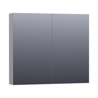 Saniclass Dual Armoire de toilette 80x70x15cm éclairage intégré rectangulaire 2 portes pivotantes MDF Gris mat