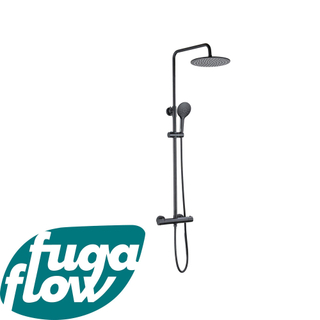 FugaFlow Eccelente Sobrado Badkamer Regendoucheset - thermostatisch - hoofddouche 25cm - ronde handdouche - mat zwart