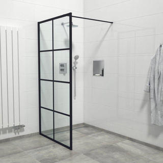 Marenza Bellini Douche à l'italienne - 120x200cm - verre clair - cadre fenêtres extérieur - anti-calcaire - noir mat