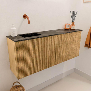 Mondiaz JOYA-DLUX 100cm toiletmeubel - kleur Oak - Wastafel FAYE positie Links Zonder kraangat kleur Lava.