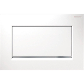 Geberit Sigma30 bedieningplaat met frontbediening voor toilet 24.6x16.4cm wit / glans verchroomd / wit