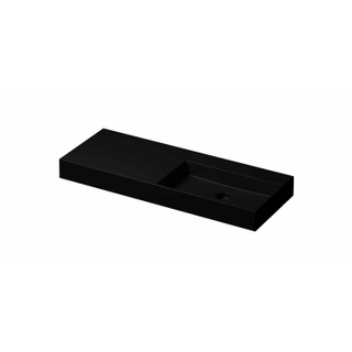 INK United wastafel - 120x45x11cm porselein rechts zonder kraangat incl. porseleinen click plug en verborgen overloop systeem - mat zwart