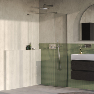 BRAUER Oblivion Douche à l’italienne - 50x200cm - revêtement verre - verre clair - Acier inoxydable brossé PVD