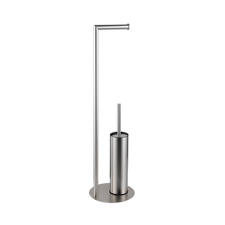 Fortifura Calvi porte-rouleau de toilette sur pied avec brosse de toilette - Inox brossé PVD (inox)