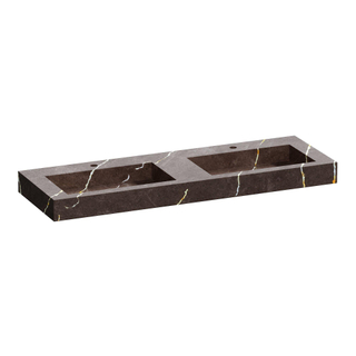BRAUER Artificial Marble Lavabo pour meuble - 139.6x10.5x45.7cm - sans trop-plein - 2 vasques - 2 trous de robinet - composite - Copper Brown