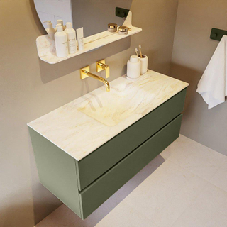 Mondiaz VICA-DLUX ensemble de meuble de salle de bain - 110cm - meuble sous-vasque armée - 2 tiroirs - lavabo encastré nuage milieu - sans trous de robinet - version haute de 60cm - ostra