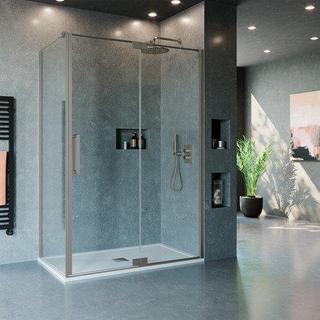Crosswater Optix 10 zijwand voor in profiel draaiende deur - 80cm - geborsteld rvs