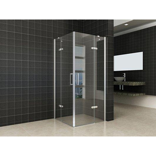 Wiesbaden Double hoekinstap cabine met 2 draaideuren 900 x 900 x 2000 x 8 mm nano helder glas/chroom