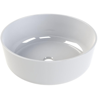 Thebalux type sienna lavabo 36x36x13cm 1 trou pour robinet 1 évier rond céramique blanc brillant