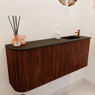 Mondiaz JOYA 101.6cm meuble de salle de bains - arrondi gauche couleur Ruby - Vasque FAYE position Droite 1 trou de robinet couleur Urban