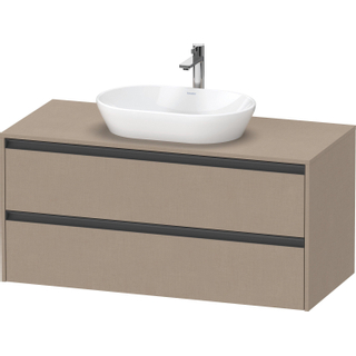 Duravit ketho 2 meuble sous lavabo avec plaque de console et 2 tiroirs 120x55x56.8cm avec poignées anthracite lin mat