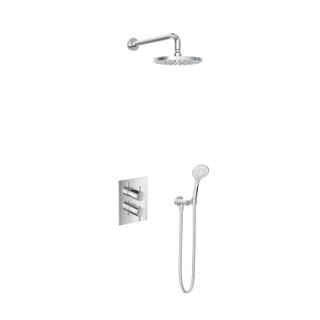 Hotbath Get Together Laddy V Set de douche thermostatique encastrable complet avec inverseur 2 voies 3 jets bras mural 20cm chrome