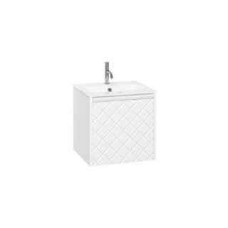 Crosswater Vergo ensemble de meubles de salle de bain - 49.8x47.6x45.5cm - 1 lavabo verre - blanc - 1 trou pour robinet - 1 tiroir - blanc mat