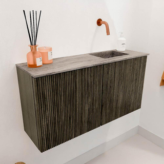 Mondiaz JOYA-DLUX 80cm toiletmeubel - kleur Shadow - Wastafel FAYE positie Rechts Zonder kraangat kleur Oza.