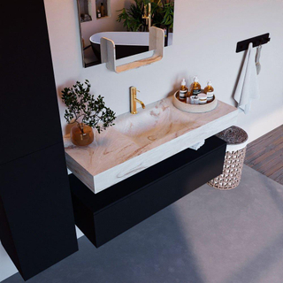Mondiaz ALAN-DLUX Ensemble de meuble - 120cm - meuble Urban mat - 1 tiroir - Lavabo Cloud Frappe suspendu - vasque Centre - 1 trou de robinet