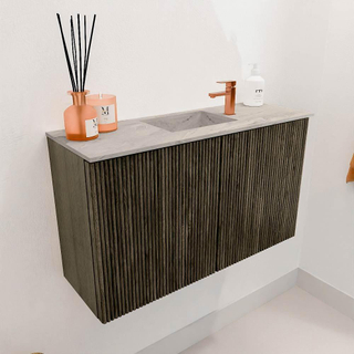 Mondiaz JOYA-DLUX 70cm toiletmeubel - kleur Shadow - Wastafel FAYE positie Midden 1 kraangat kleur Glace.