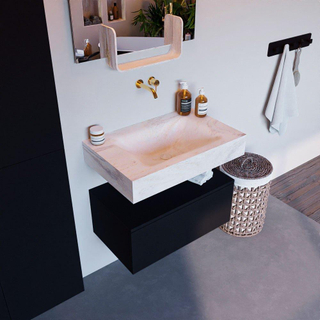 Mondiaz ALAN-DLUX Ensemble de meuble - 70cm - meuble Urban mat - 1 tiroir - Lavabo Cloud Ostra suspendu - vasque Centre - 0 trous de robinet