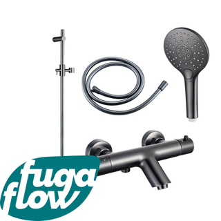 FugaFlow Eccelente Sobrado Badkamer badkraan met glijstangset met ronde handdouche gladde doucheslang gunmetal