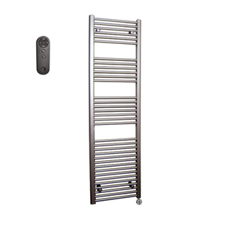 Sanicare HVS Elektrische Radiator - 172x60cm - 1127W - met afstandsbediening - thermostaat - chroom - rechtsonder - inox look (zilver)