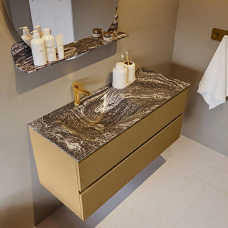 Mondiaz VICA-DLUX Ensemble de meuble de salle de bain - 110cm - meuble sous-vasque oro - 2 tiroirs - lavabo encastré cloud gauche - 1 trou de robinet - version haute de 60cm - lave