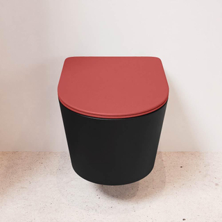 MONDIAZ LAVIE WC suspendu - 36x53cm - sans bride - Fire (rouge) - softclose - quick-release - abattant WC - Urban (noir)