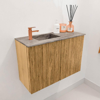 Mondiaz JOYA-DLUX Meuble de toilette 60cm - couleur Chêne - Vasque FAYE position Gauche 1 trou de robinet couleur Oza