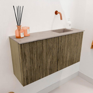 Mondiaz JOYA-DLUX 80cm toiletmeubel - kleur Dusk - Wastafel FAYE positie Rechts Zonder kraangat kleur Saba.