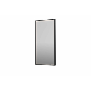 INK SP19 spiegel - 50x4x100cm rechthoek in stalen kader incl dir LED - verwarming - color changing - dimbaar en schakelaar - geborsteld metal black
