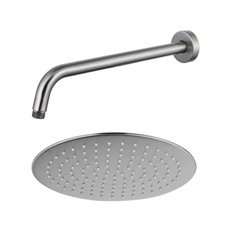 Fortifura Calvi Tête de douche - 30cm - rond - bras mural 35cm - Inox brossé PVD