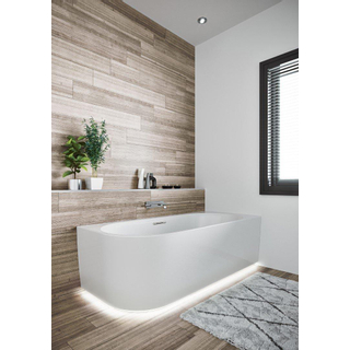 Riho Desire hoekbad - 170x77cm - Hoekopstelling rechts - met LED-plint - met chromen badvuller - acryl wit hoogglans