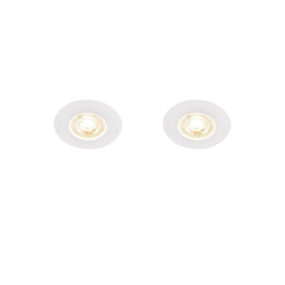 QAZQA Ulo Inbouwspot - set van 2 - 8.2x8.2cm - incl. LED - 3 staps dimbaar - IP65 - rond - mat wit