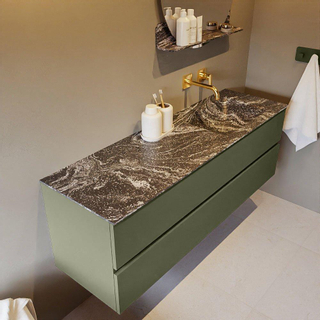 Mondiaz VICA-DLUX ensemble de meuble de salle de bain - 150cm - meuble sous-vasque armée - 2 tiroirs - lavabo encastré nuage droite - sans trous de robinet - version haute 60cm - lave