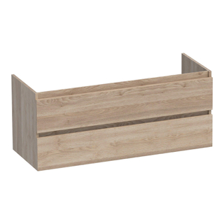 Saniclass Solution Wastafelonderkast - 120x46x50cm - 2 softclose greeploze lades - 2 sifonuitsparing - MFC - legno calore