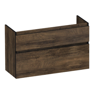 BRAUER Delight Edge wastafelonderkast ondiep 100 2 softclose lades - greeploos - 1 sifon uitsparing - Grove