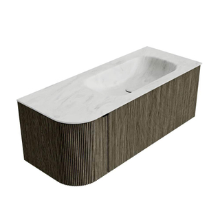 Mondiaz KURVE-DLUX Badkamermeubelset - 115x46x40cm - 1 lade - 1 deur - wastafel solid surface - rechts - 1 kraangat - Shadow
