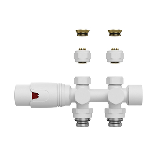 Belrad Radiatorkraan - 19.8x4.3 - thermostatisch - muur- en vloeraansluting - 1/2MX16/2 M30 - mat wit