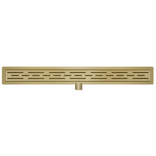 Wiesbaden douchegoot 80x7cm met vloerflens messing geborsteld TWEEDEKANS