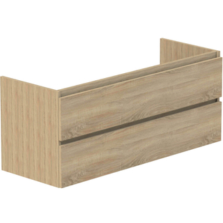 Thebalux onderkast t.b.v. 2x afvoer / 2x kom, Beat 45, 2x lade opliggend, 2x hout greeplijst in kleur meubel