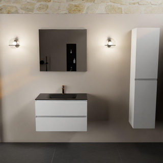 Mondiaz AIVY Ensemble de meuble - 80x45x50cm - 1 trou de robinet - 1 vasque Urban Solid surface - Centre - 2 tiroirs - avec miroir - MDF Talc