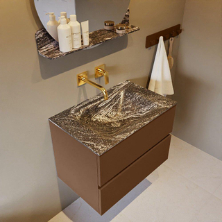 Mondiaz VICA-DLUX Ensemble de meuble de salle de bain - 70cm - meuble sous-vasque reposant - 2 tiroirs - lavabo encastrée cloud milieu - sans trous de robinet - version haute de 60cm - lave