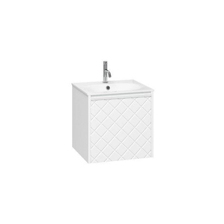Crosswater Vergo ensemble de meubles de salle de bain - 49.8x47.6x45.5cm - 1 vasque en marbre minéral blanc - 1 trou de robinetterie - 1 tiroir - noir mat
