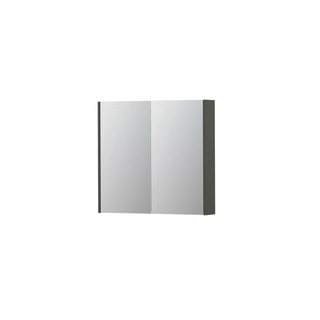 INK SPK2 Spiegelkast - 80x14x74cm - 2 deuren - dubbelzijdige Spiegel - schakelaar en stopcontact - MDF lak Mat beton groen