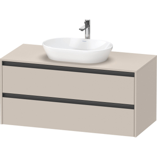 Duravit ketho 2 meuble sous lavabo avec plaque console et 2 tiroirs 120x55x56.8cm avec poignées anthracite taupe mat