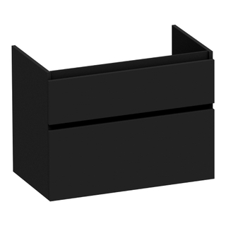 BRAUER Delight meuble sous lavabo - 80x46x60cm - 2 tiroirs softclose - sans poignée - 1 découpe pour le siphon - noir mat