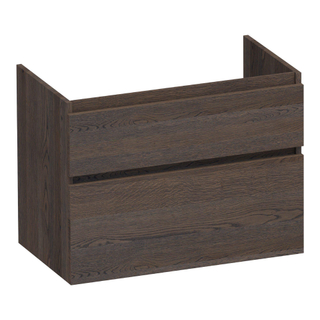 BRAUER Delight wastafelonderkast - 80x46x60cm - 2 softclose lades - greeploos - 1 sifon uitsparing - massief eiken - lamellen eiken zwart